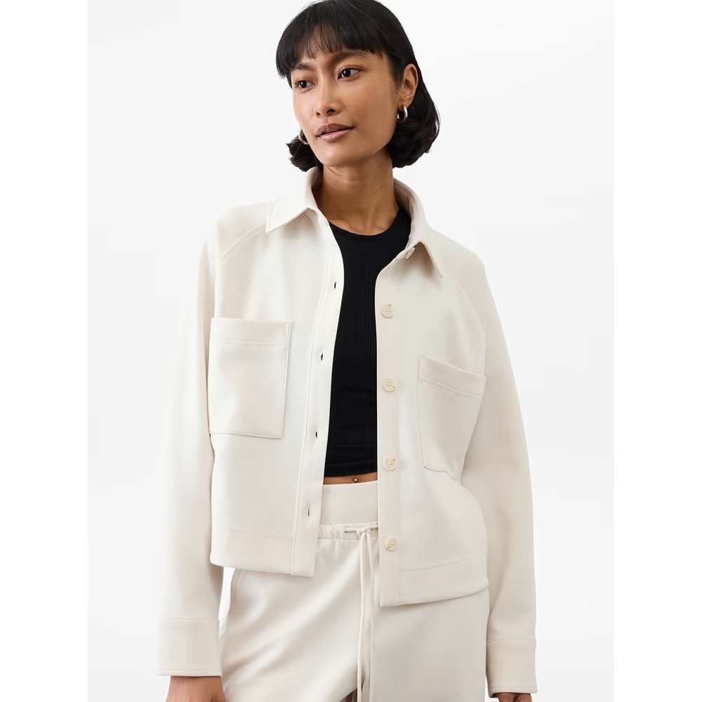 Athleta Allure Shirt Jacket | Bone Large  #577373  Fall Semi Cropped